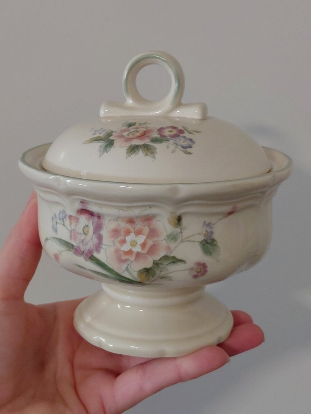 Mikasa Peony Bouquet Pedestal Lidded Sugar Bowl